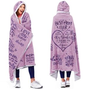MOM GIFT Purple Hooded Blanket with Sentimental Quotes